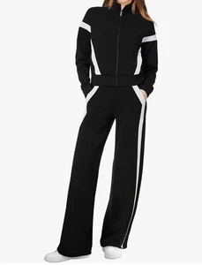XIEERDUO Work Out 2 Piece. Sweat suits for women large. Black & White. NWT - Picture 1 of 7