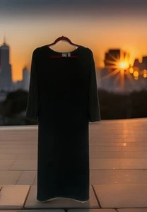 Chico’s Travelers Classic 3/4 Sleeve Black Dress Size 3 XL 16  Stretch Knit - Picture 1 of 5