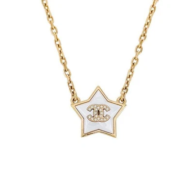 Colar CHANEL 24C Star CC Logo folheado a ouro branco 5ET0492 129078443 - Imagem 1 de 2