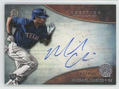 Autógrafos de novato Michael Choice 2014 Bowman Inception radiocontrol automático/75 #RA-MC Texas Foto 1 de 3