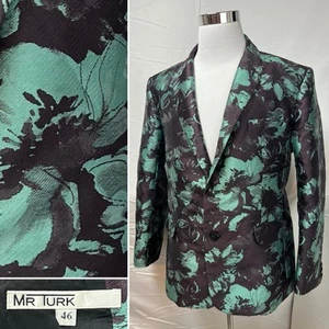Mr. Turk Vintage Men's 46R Purple Turquoise Floral Jacquard Slim Blazer Jacket - Picture 1 of 5