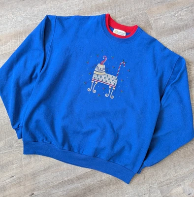 Sudadera LG De Colección Años 90 3D Gato Ratón Deslumbrante Navidad Vacaciones Extravagante Abuela Foto 1 de 4