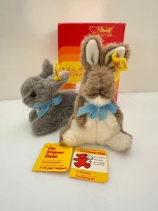 (2) STEIFF Bunny Rabbits 1501/09 & 1502/10 Stuffed Animals Germany - Picture 1 of 14