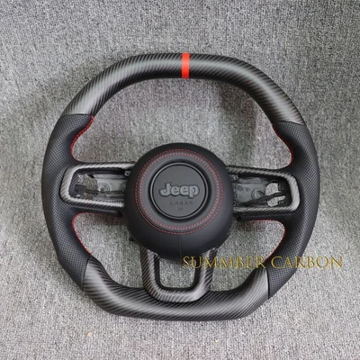 Real Matte Carbon Fiber Steering Wheel For Jeep Wrangler JL/JT 18-23 w/Heated - Image 1 of 4