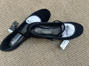 NEXT black Velvet Mary Jane Flats Shoes Sz 40 / 6.5 - Picture 1 of 7