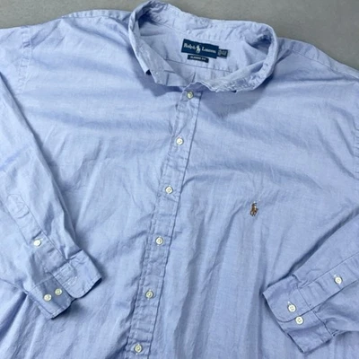 Ralph Lauren Grande y Alto 5XLT 22 36/37 Azul Carne Pony Camisa Oxford Manga Larga Foto 1 de 4