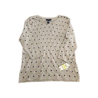 Camisa Karen Scott Patrón Crew Gris Con Lunares Negros Manga 3/4 Para Mujer Talla M Foto 1 de 4