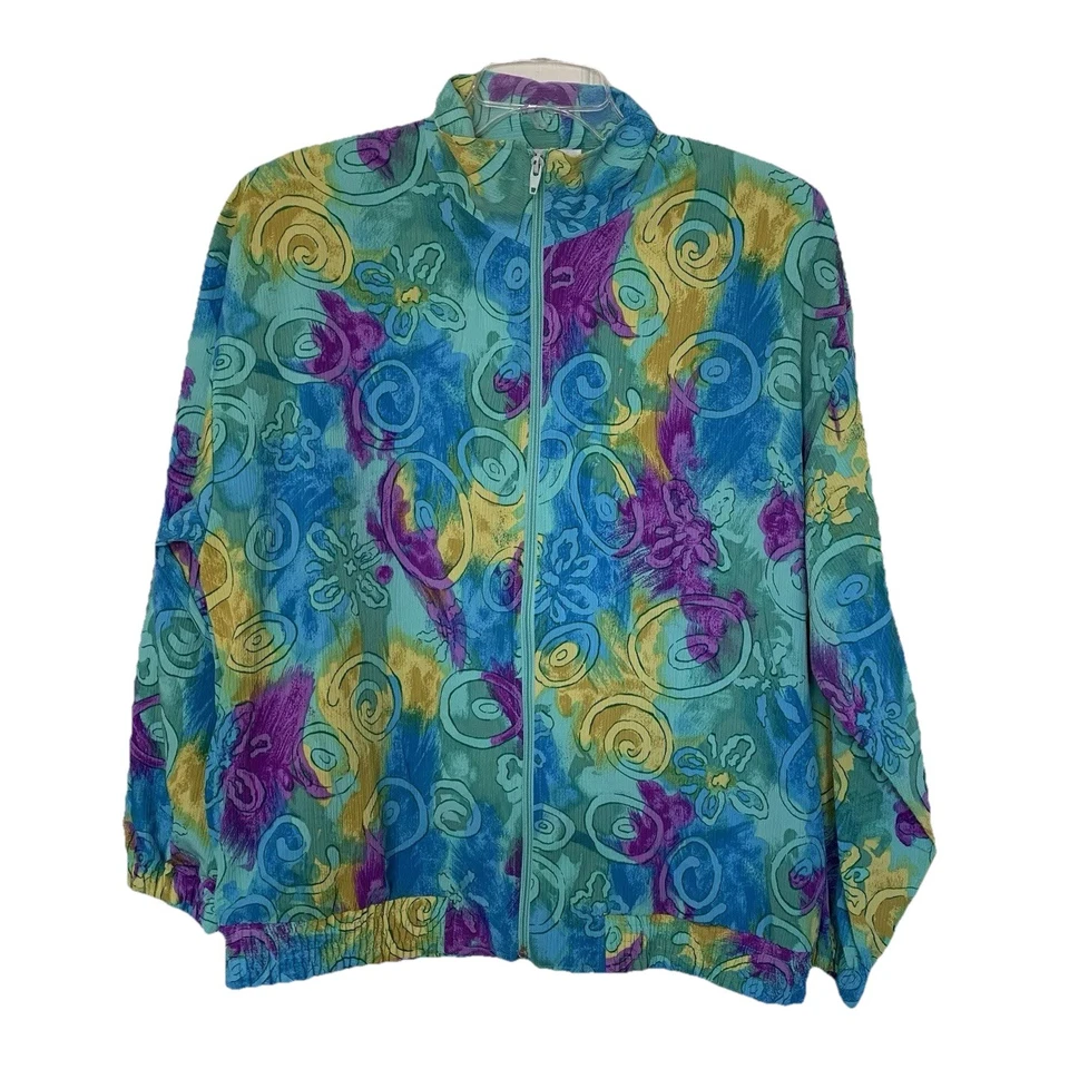 Chaqueta cortavientos Erin London vintage colorida años 80’s para mujer talla grande nueva Foto 1 de 4