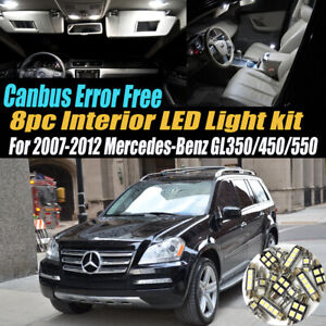 8x Error Free White Interior LED Light Kit for 07-12 Mercedes-Benz GL350/450/550