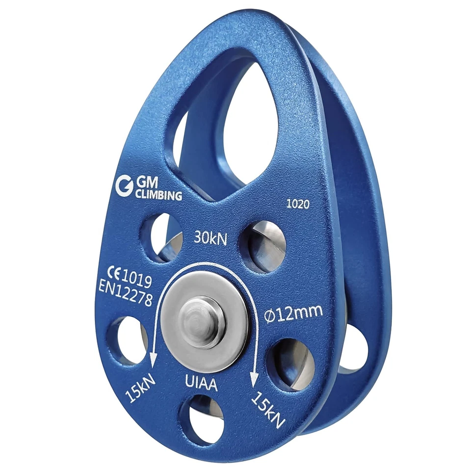 GM Climbing UIAA Certified 30kn Swing Cheek Micro Pulley Blue General Purpose