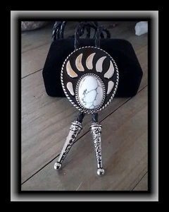 BEAR PAW BOLO TIE, HOWLITE And Silver Bolo Tie, Native American Bolo Tie - Picture 1 of 3