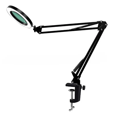 Large Lens Magnifier LED Lamp 10x Magnifying Glass w/ Clamp Desk Reading Light - Image 1 of 4