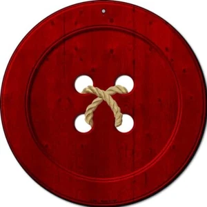 Red Button Novelty Round Circular Metal Sign 12" Home Garage Wall Decor - Picture 1 of 1