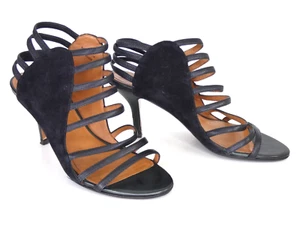 Other Stories Heels Strappy Peep Toe Leather Black Caged Party Sandals Size UK 7 - Picture 1 of 22