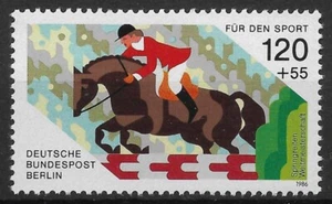 Berlin 1986 ** Mi 752 Sport 120Pf Sporthilfe Springreiten WM Aachen Pferde 072A - Bild 1 von 1