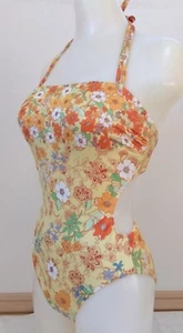 Miulan Floral Embroidered One-Piece Swimsuit Japan Made Size M Adorable Back - Picture 1 of 14