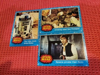 Star Wars Series 1, Cards Lot Of 3, 1977 Topps, See-3pio, Han Solo, Artoo Detoo - Image 1 of 4