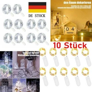 10 X 20 LED Lichterkette Mini Drahtlichterkette mit Knopfbatterie Party Deko 2M - Bild 1 von 21