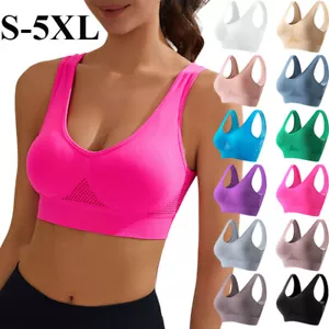 Women Seamless Yoga Sports Bra Stretch Bralette Padded Crop Tops Vest Fitness - Picture 1 of 35