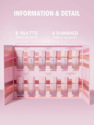 Sheglam 12pcs Colour Bloom Matte Glow Liquid Gel Cream Blush Collection Box Set - Image 1 of 4