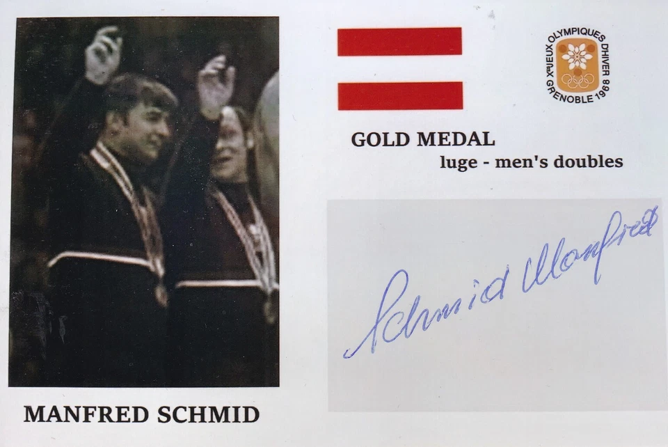 Manfred SCHMID - Österreich, Gold Olympia 1968 Rodeln, Original-Autogramm! - Bild 1 von 1