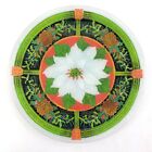 Peggy Karr 11“ White Poinsettia Fused Art Glass  Pine Cones Christmas Plate 