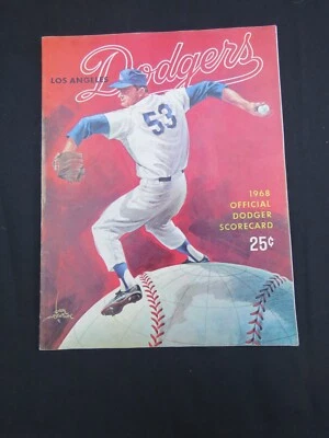 Vintage 1968 LA Dodgers vs San Francisco Giants Baseball Program Scorecard, VG - Image 1 of 2