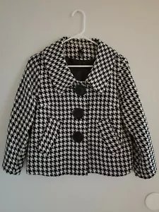 EUC XS houndstooth swing jacket coat blazer cropped rockabilly 50s Zara H&M Gap - Picture 1 of 12