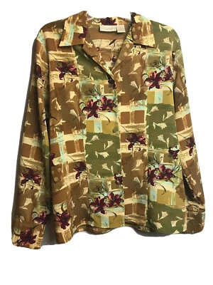 BLUSA CHRISTIE & JILL L/S VESTIDO TRABAJO CARRERA FLORAL GEOMÉTRICO OTOÑO COLOR Talla 8 Foto 1 de 4