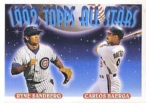 1993 Topps #402 Ryne Sandberg Carlos Baerga Chicago Cubs Cleveland Indians HOF