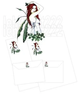 Set carta da scrivere e buste quattro foglie quadrifoglio fata lettere cancelleria  - Foto 1 di 1