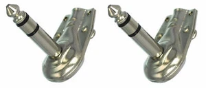 (2) PC-TJ056 1/4 6.35 mm Stereo TRS Right Angle Guitar Plug Flat Male Connector - Picture 1 of 1
