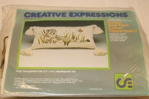 Creative Expressions 3828 Thoughtful Cub Baby Tiger Needlepoint Pillow NIP 15x8 - Picture 1 of 5