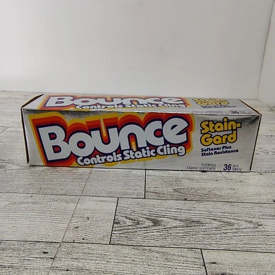 1987 De colección Bounce Stain Gard Suavizante de Tela Secadora Hojas Caja Plateada Foto 1 de 4