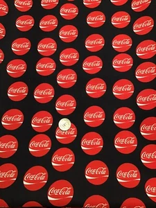 Custom Cotton Fabric Coke, Coca-Cola, Soda, REMNANT/PIECE 13”x18” - Picture 1 of 1