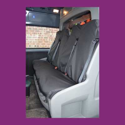 Fundas de asiento de furgoneta panel trasero negras impermeables a medida para Nissan NV400 2011+ Foto 1 de 2