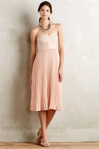 4 Collective Anthropologie Trissina Pleated Chiffon Dress Size 10 Blush - Picture 1 of 12