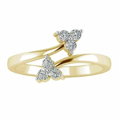 Elegante anillo ajustable con diamantes simulados de 1 quilate para mujer enchapado en oro amarillo de 14 quilates Foto 1 de 4