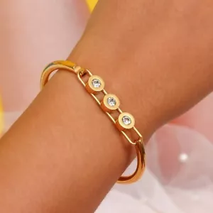 Kubischer Zirkonia Stein gepflasterter Manschettenarmreif, offener Manschettenarmreif, Manschettenarmbandarmreif - Bild 1 von 4