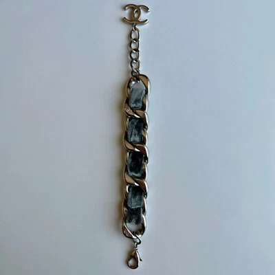 Chanel Париж-Эдинбург обочины цепочка ссылка бархата браслет регулируемый с CC подвеска - Изображение 1 из 4