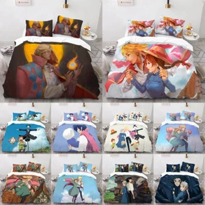 Anime Howl’s Moving Castle Bedding Set Bedspread Duvet Cover Pillowcases 3pcs - Picture 1 of 54