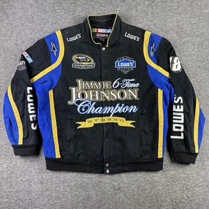 Jimmie Johnson Jacket Mens XL Black Blue NASCAR Racing 6-Time Champion 48 Lowe's - Picture 1 of 11
