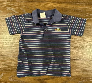 Vtg 70s Sears Perma Prest Kids Striped Polo Short Sleeve Shirt Dragon Size 4/5 - Picture 1 of 6