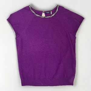 Magaschoni Cashmere Damen lila Top mit Kettenausschnitt 100% Kaschmir - Bild 1 von 7