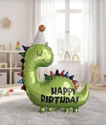 Globo de aluminio de dinosaurio verde gigante 34" decoración de feliz cumpleaños | Mylar fiesta infantil Foto 1 de 4