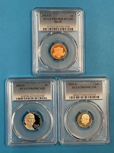 3-Coins 1c/5c/10c PCGS PR69DCAM 2013S/2010S/2019S - Picture 1 of 4