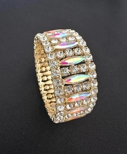 Natasha Iridescent / Aurora Rhinestone/ Stretched/  Bracelet - Bild 1 von 5