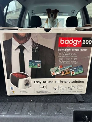 Evolis Badgy200 B22U0000RS 16 MB Color Plastic ID Card Printer + 1000 ID Cards - Image 1 of 4