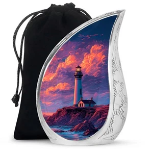Urna Faro Per Adulti Ceneri Umane Bellissima Cremazione Grande Urna 10" Con Sacchetto - Foto 1 di 7