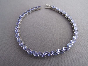 VINTAGE RI INDIEN STERLING MARQUISE LILA TANSANIT TENNIS ARMBAND - Bild 1 von 5